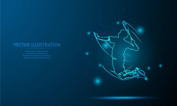 在深蓝色背景上发光的羽毛球图片下载