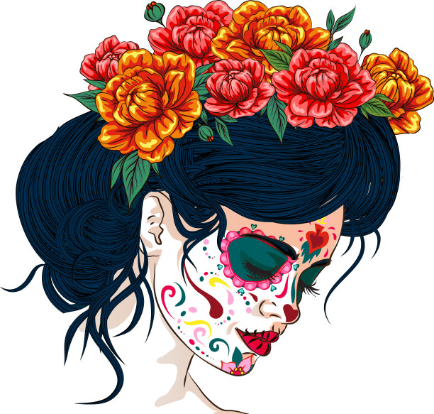 安踏死女化妆糖骷髅女的脸图片下载