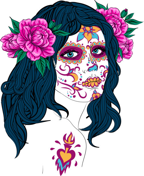 安踏死女化妆糖骷髅女的脸图片下载