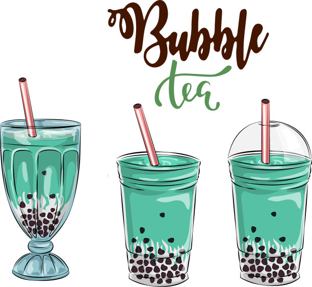 泡泡茶杯设计收藏美味饮品图片下载