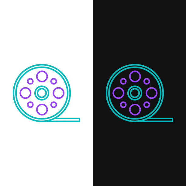 线胶片卷轴图标隔离在黑白上图片下载