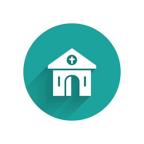 白色教堂建筑，图标孤立与长图片下载