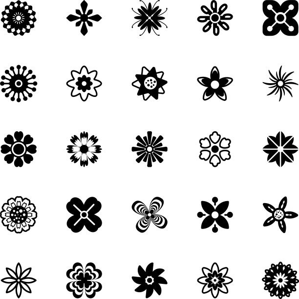 装饰花固体图标集图片下载
