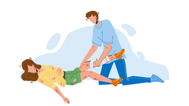 一名男子正在急救受伤的小女孩图片下载