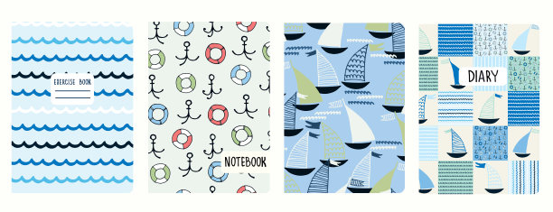 封面页矢量模板与帆船，波浪，锚，救生员。标题隔离和可替换图片下载