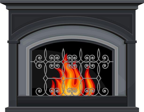 带有壁炉架的石制壁炉或壁炉图片下载