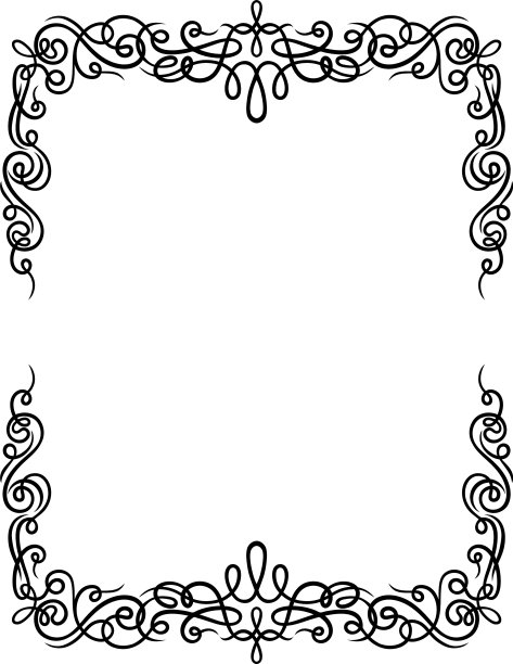 装饰性的黑色框架与金银丝漩涡图片下载