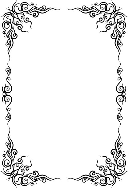 矩形黑色框架与金银丝漩涡图片下载