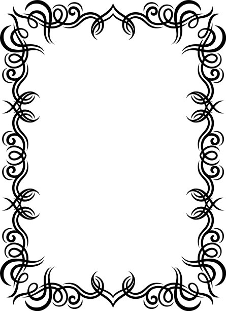 装饰性的黑色框架与金银丝漩涡图片下载