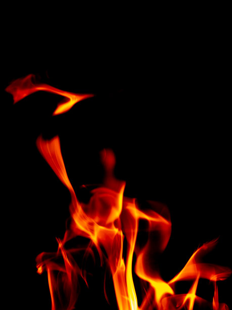 火焰火焰在黑色的背景上燃烧，美丽的抽象火焰熊熊燃烧，红色的火焰表现出高能量图片下载