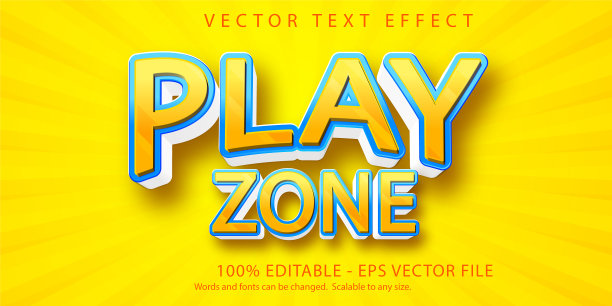 游戏区文字卡通风格可编辑文字效果图片下载