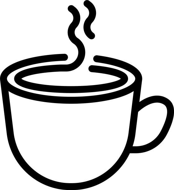 热咖啡杯图标轮廓风格图片下载