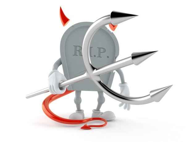 严肃的性格，魔鬼的角和干草叉图片下载