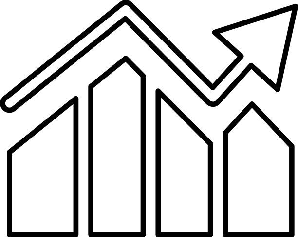 带箭头线条样式的统计条形图图标图片下载