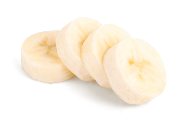 在白色背景下分离的成熟香蕉片图片下载