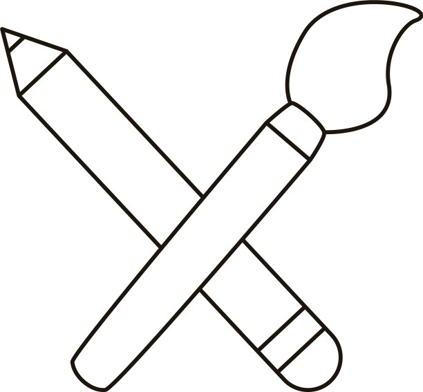 铅笔和画笔扁平风格图标图片下载