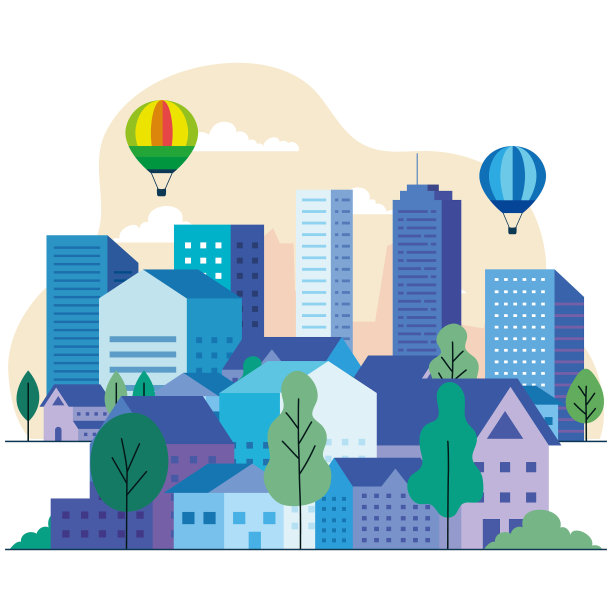 城市景观与建筑房屋热空气图片下载