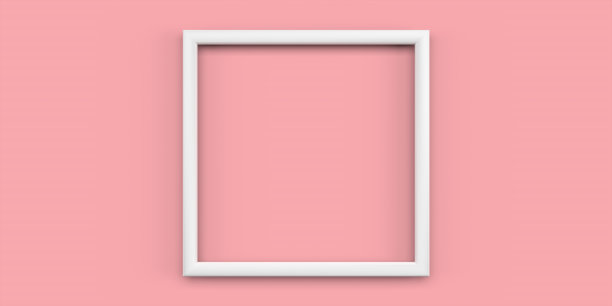 塑料白色相框，空白薄相框，空空间装饰用。三维渲染图片下载