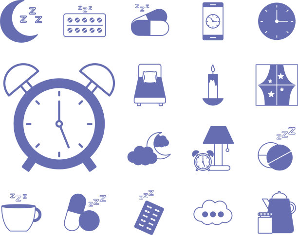 失眠线和填充风格的图标收集图片下载