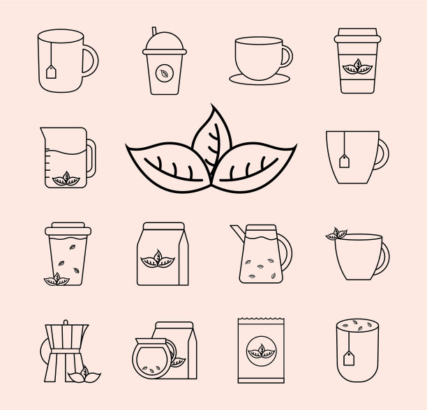 茶线稿风格图标设计图片下载