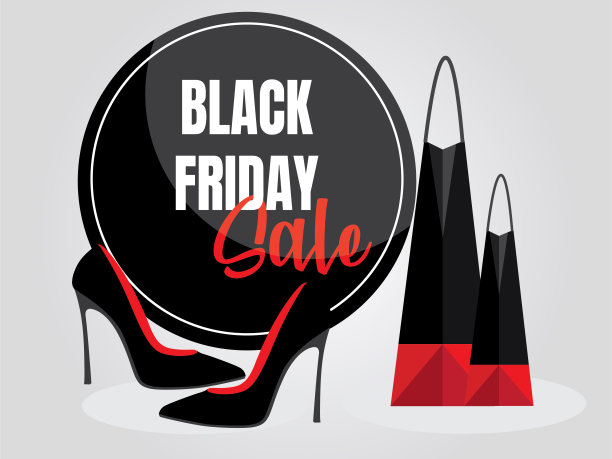 黑色星期五的促销海报，上面有鞋子和购物袋图片下载