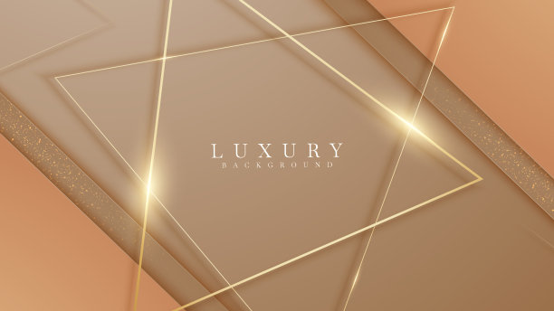 优雅的棕色阴影背景与线金色元素。写实豪华剪纸风格3d现代概念。图片下载