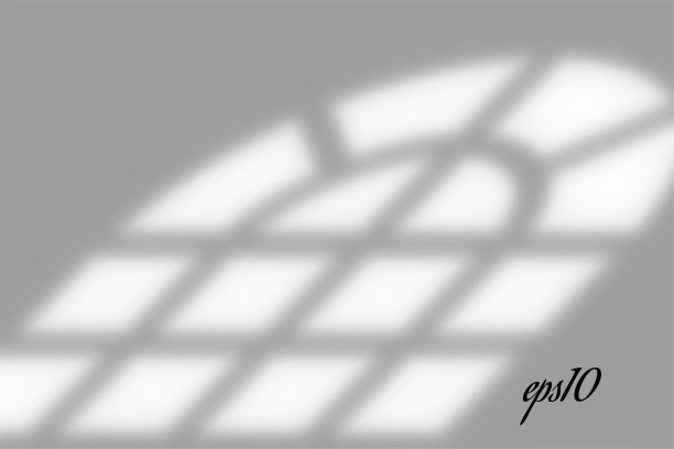 逼真的老窗影。用叠加的效果。在墙壁或地板上有长阴影。自然光照的网格渐变场景。椭圆形的穿孔。自然的设计背景。插图图片下载