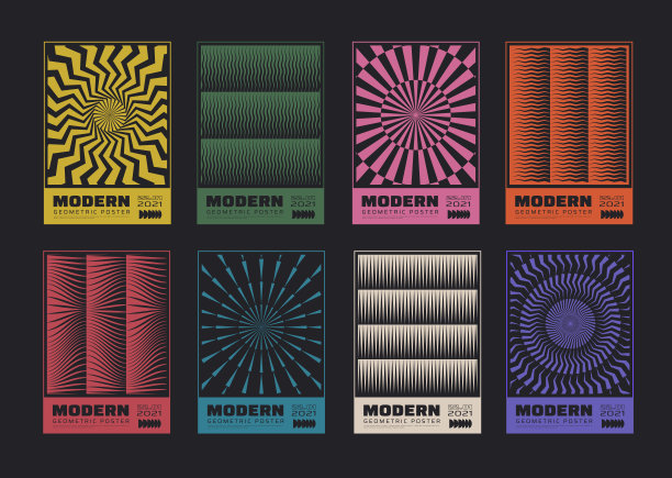 一套极简抽象海报。元现代覆盖。瑞士设计模式。未来的几何组成。包豪斯的艺术作品。图片下载