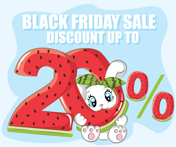 可爱的小兔子在黑色星期五卖20个西瓜图片下载