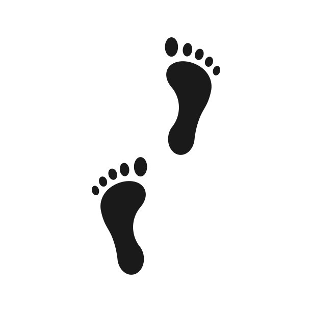 足迹矢量图标。裸露的人类脚印符号。步行和踏步标志。印速度的标志。赤脚踏痕剪影。图片下载