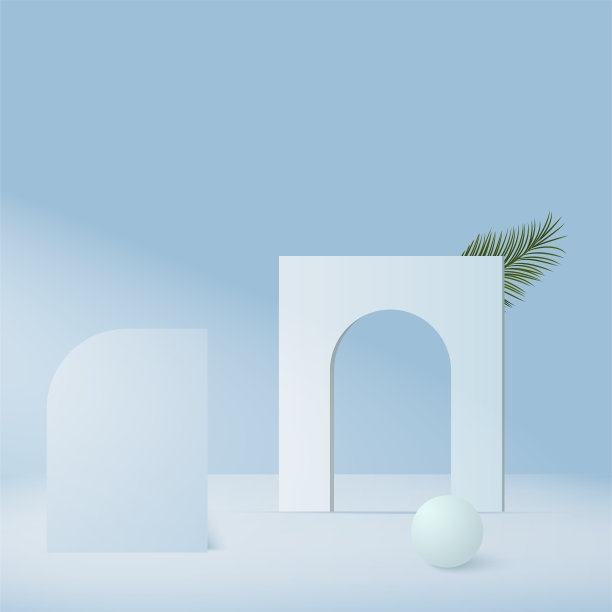 抽象背景与蓝色几何三维天空平台。矢量图图片下载