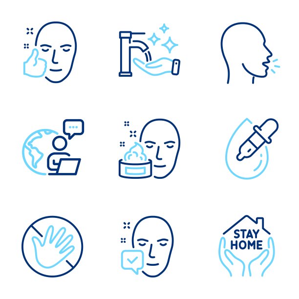 医学的图标集。包括图标作为面霜，洗手，不要触摸标志。向量图片下载