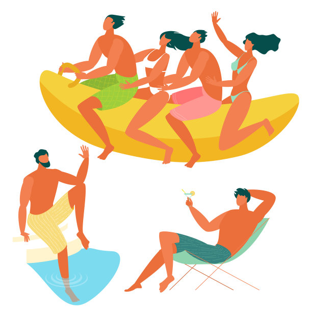 沙滩上的人放松。图片下载