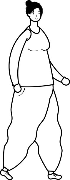 年轻女子女行走人物线条风格图片下载