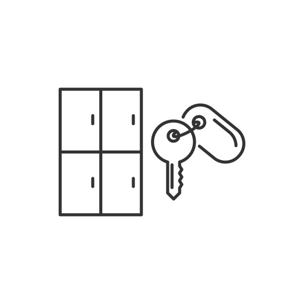 储物柜和键图标矢量线风格图片下载
