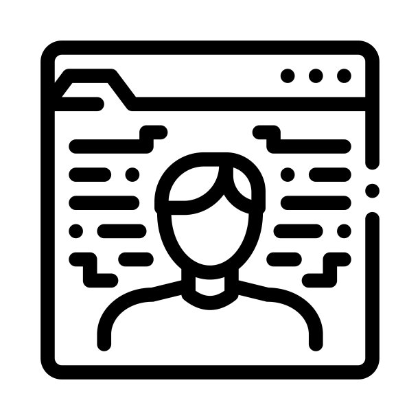 人体电子身份线图标矢量插图图片下载