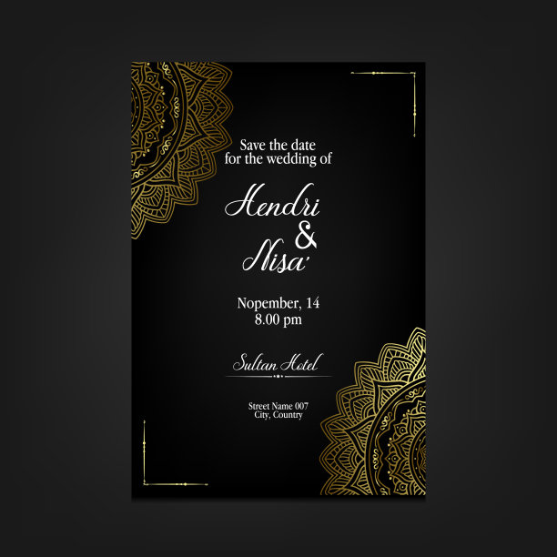 豪华曼荼罗背景的书封面婚礼图片下载