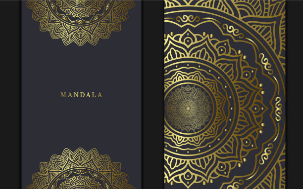 豪华曼荼罗背景的书封面婚礼图片下载