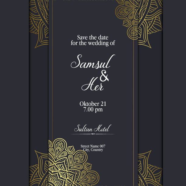 豪华曼荼罗背景的书封面婚礼图片下载