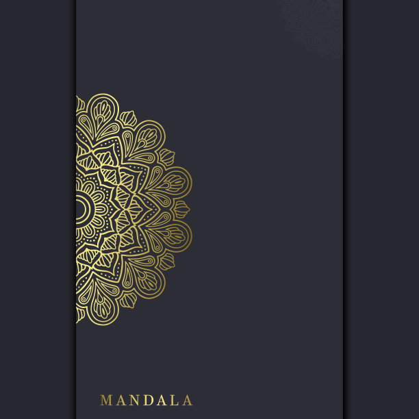 豪华曼荼罗背景的书封面婚礼图片下载