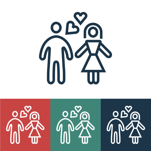 线性矢量图标与爱人图片下载