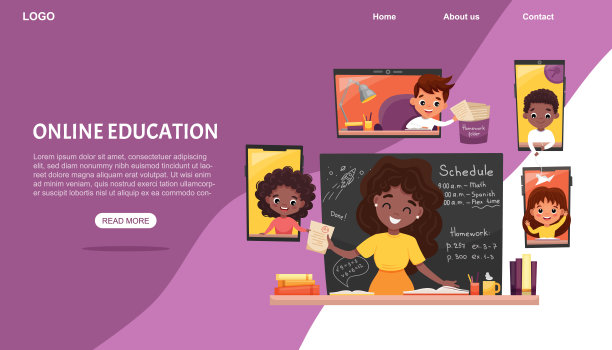 数字课堂在线教育网站模板或背景。网络研讨会、数字课堂、在线教学。图片下载