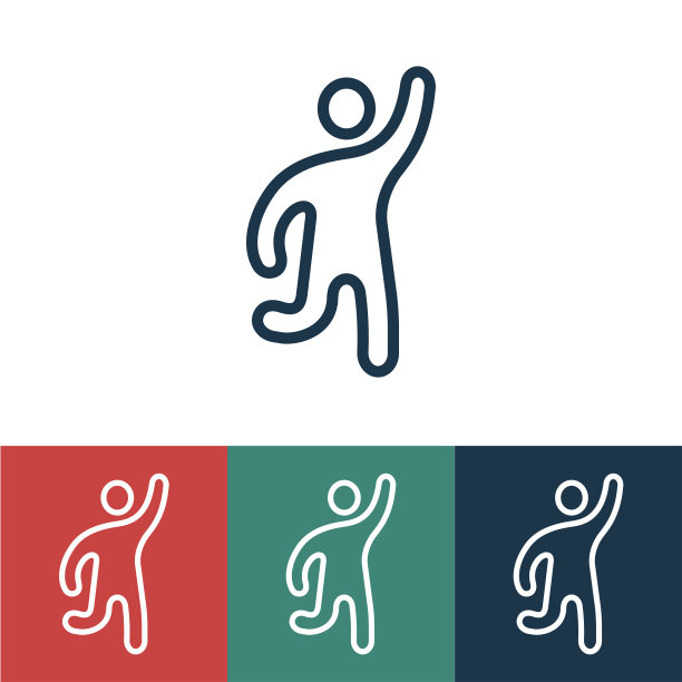 线性矢量图标与人去和他的手图片下载