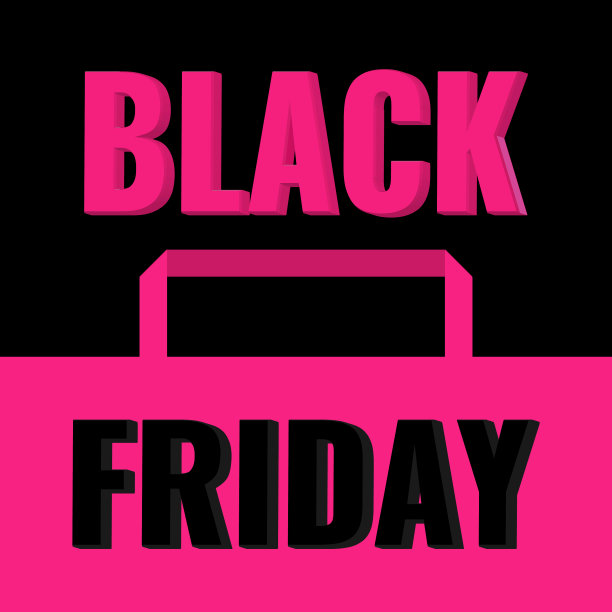 黑色星期五的促销标语和粉色购物袋图片下载