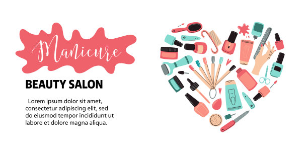 矢量美甲工具横幅。概念美容院，美甲设计。画矢量图图片下载