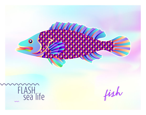 抽象的鱼插图图片下载