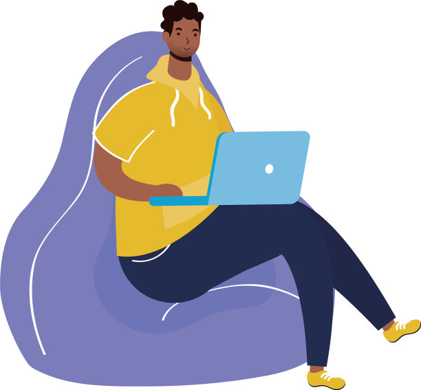 蓄着胡子的非洲裔男子坐在里面用笔记本电脑图片下载