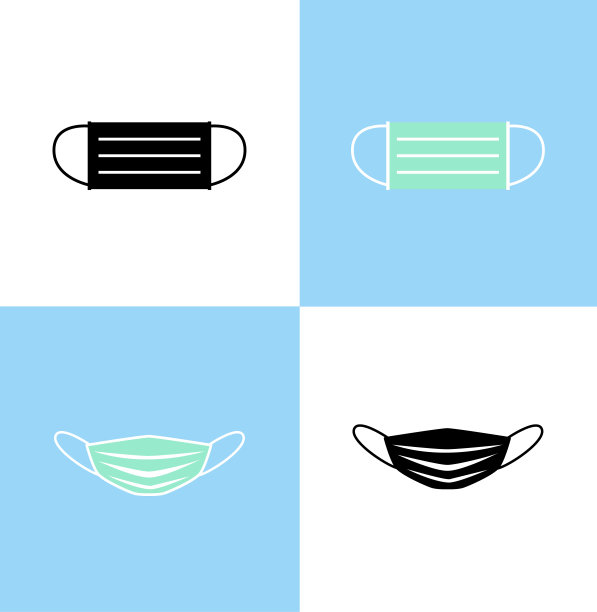 医用外科口罩。健康标志平坦风格。冠状病毒2020。设计网站图标，标志，应用程序，UI。插图——向量。EPS10。图片下载