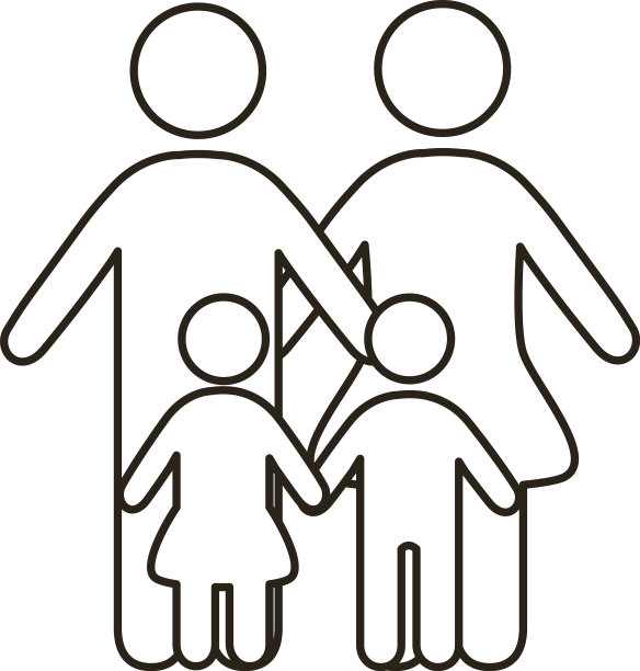 父母夫妇和孩子人物线条风格图片下载