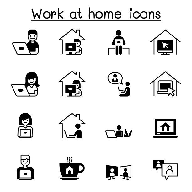 Set work at home ICONS包含如下图标图片下载